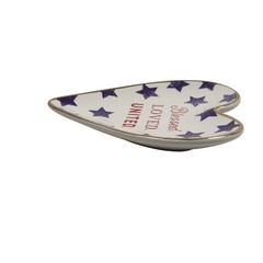 Demdaco Art Hearts “Blessed Loved United” Ceramic 4″ Trinket Dish