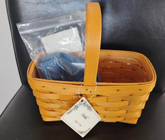 Longaberger RARE Classic Candle cornflower blue basket set, MINT FREESHIP!