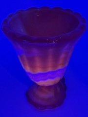 GLOWS Vintage Akro Agate Imperial Orange & White Slag Cadmium Toothpick Holder