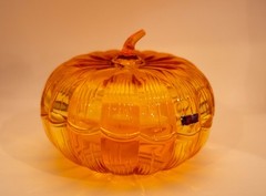 Marquis By Waterford Crystal 8″ Orange Pumpkin Candy Dish/Bowl Made In Germany