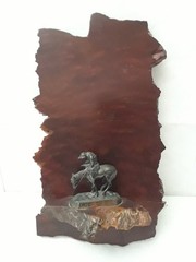 End of The Trail Wooden Plaque Folk Art Native American Warrior on Horse Vintage