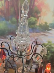#5283 A Rare Pair Of Brass and Crystal￼ Candelabra Lamp 1800’S “WORKING”