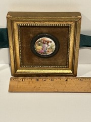 2 Vintage Fragonard Porcelain Courting Couples Square Brown Mat Gold Frames