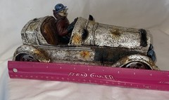 Vintage Classic Large Racing Sport Car 1920’ S Bugatti Sculpture with Driver 10”