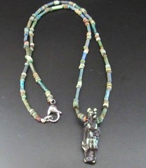 NILE Ancient Egyptian Anubis Amulet Mummy Bead Necklace ca 600 BC