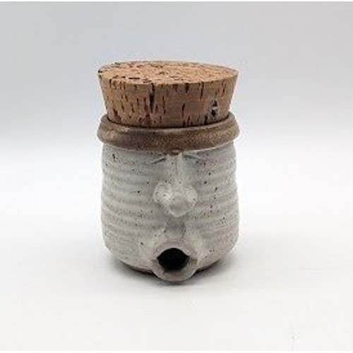 Vtg Studio Pottery Face Pencil Sharpener 3.5″ Speckled Stoneware Handmade Unique