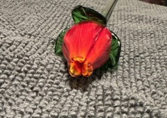 NEW! Vintage Hand Blown Glass Art Rose Bud Flower Long Stem 20 “