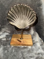 Cast Aluminum Seashell on Stand Beach House Decor