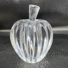 Heavy Clear Lead Crystal Cut Glass Apple Fruit Art Glass Figurine Paperweight