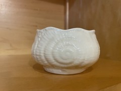 Vintage Ireland Belleek Seashell Dish Scalloped Opening Porcelain Trinket Dish