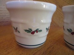 Longaberger Traditional Holly Votive Set 2 Christmas pottery *shipping included*