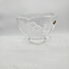 Vintage French Teleflora 24% Lead Crystal Frosted Swan Footed Candy Bowl