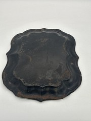 Victorian Antique Toleware Hand Painted Metal Tray & Bowl • Fruit/Foliage