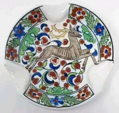 Vintage Ikaros Icaros Greek Pottery Ashtray Trinket Dish Stag Deer Greece 4.5″