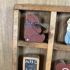 Vtg Wood Shadow Box Curio Goose Bunny Sheep Farmhouse Country Granny Core 11”