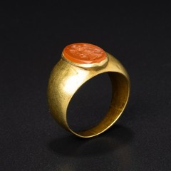 Roman Gold Ring with Carnelian Intaglio Circa 1st-2nd Century AD
