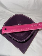 PartyLite Zen Candle Holder Set Purple Ceramic Modern Square Glazed Multi-Part