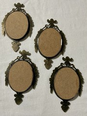 Vtg Brass Victorian Edwardian Oval 4 Framed Mirror Little Girl Prayer Play Italy