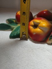 Vtg Chalkware Fruit Plaque 3D Relief Apples On A Branch Retro MCM Wall Decor
