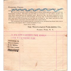 Antique Mayflower Publishing Co Floral Park NY Memo A.A. Stehman Soudersburg D21