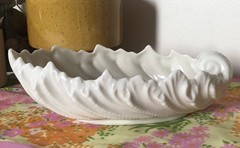 Vtg Lenox Cream Shell Leaf Shaped Bowl Serving Dish Coastal Decor Made in USA