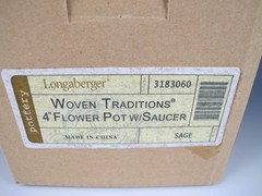 Longaberger Pottery Woven Traditions Sage 4″ Flower Pot w/ Saucer