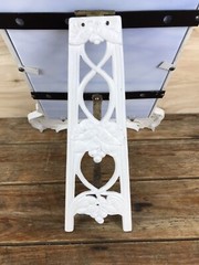 Vintage ART NOUVEAU HEAVY Figural Painted Cast Iron Easel Stained Glass Panel