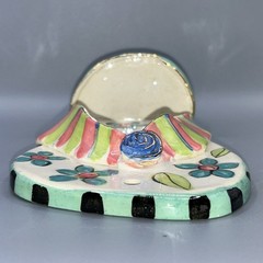 Diane Husson Ceramic Wall Hanging Flip Flop Shelf/ Tealight Holder 10.5”Tx4.75”W