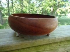 Teak Wardrobe Bowl Footed Catch All Trinket Dish Made In Taiwan VTG Classic