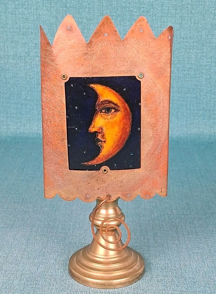Copper Bella Luz Studios Luminette Nighlight Cover on a Brass Candlestick 7.25″