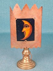 Copper Bella Luz Studios Luminette Nighlight Cover on a Brass Candlestick 7.25″