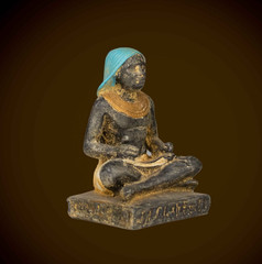 Authentic Ancient Egyptian Gilded Stone Seated Scribe Statue Figurine Rare BC