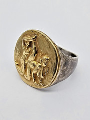300 BC Ancient Roman Greek High Carat GOLD Silver Ring Erotic Motive Artifact