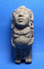 PRE-COLUMBIAN MAYAN STONE PREGNANT STANDING WOMAN WHISTLE