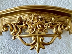 Vintage ’60’s Syroco Gold Wall Shelf Ornate Roses 19″ Wide Wall Decor #3025