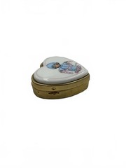 Vintage Precious Moments Heart Trinket Box Porcelain Hinged Keepsake Box