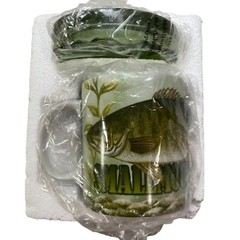 ENESCO Smallmouth Bass Coffee Mug 16oz Ceramic w Coaster Fishing Gift Set NEW