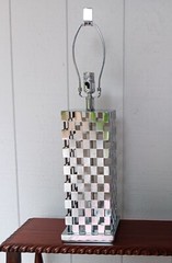 2 CHECKERBOARD chrome table lamp vtg pop mod mcm ’80s modernist art sculpture