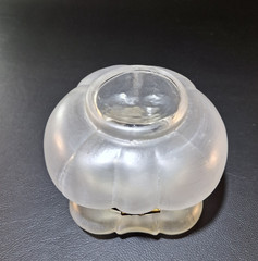 Antique Handpainted Glass Frosted Translucent Art Nouveau Lady Box Flower