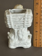 VTG PORCELAIN EDWARDIAN/VICTORIAN BOY WITH BUSHEL OF STICKS SMALL PLANTER VASE