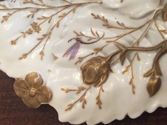 Antique Theodore Haviland HANDPAINTED Sculptural Leaf Plate