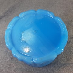 Fenton Hobnail Opalescent Cream Sugar + Akro Agate Blue Milkglass Vtg Lot Of 3
