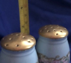 VINTAGE BAVARIA Signed SALT AND PEPPER SHAKER SET Floral Pattern Turquoise Teal
