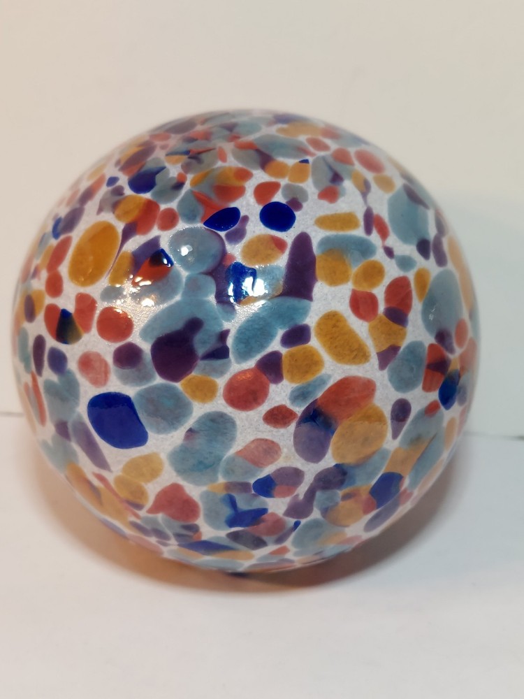 Hand Blown Confetti Art Glass Gazing Ball Orb 3.5″