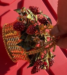 Gorham Jane Hutcheson Brass Basket Fleurs des Siecles Enamel Strawberries