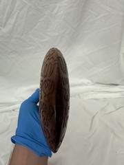 VTG Rongorongo Oval Tablet Easter Island Original Wood Carved Glyphs Display