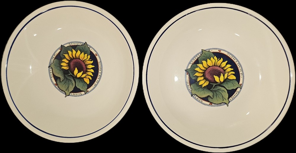 Sunflower Farmhouse Decor x2 Certified International Susan Winget Large Bowls