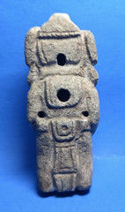 PRE-COLUMBIAN MAYAN STONE PREGNANT STANDING WOMAN WHISTLE