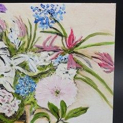 Bluebonnets Amateur Still Life Floral Oil Painting Unframed Signed M Norman 2018