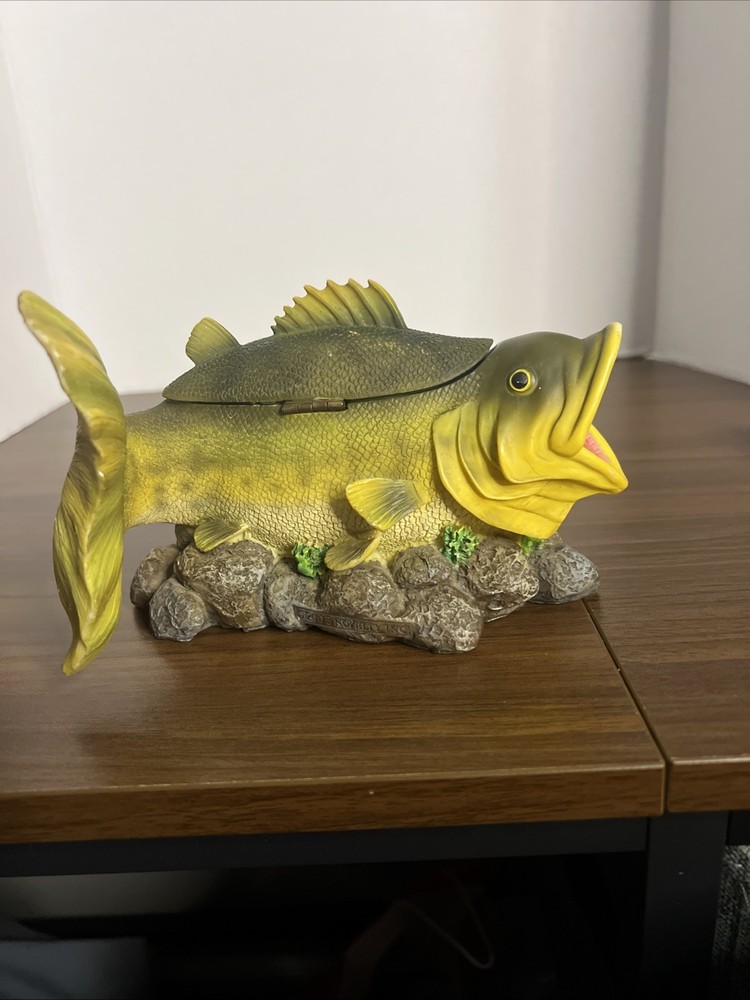 Vtg 2003 Novelty Inc Large Mouth Bass Trinket Storage Keepsake Box~ Rare